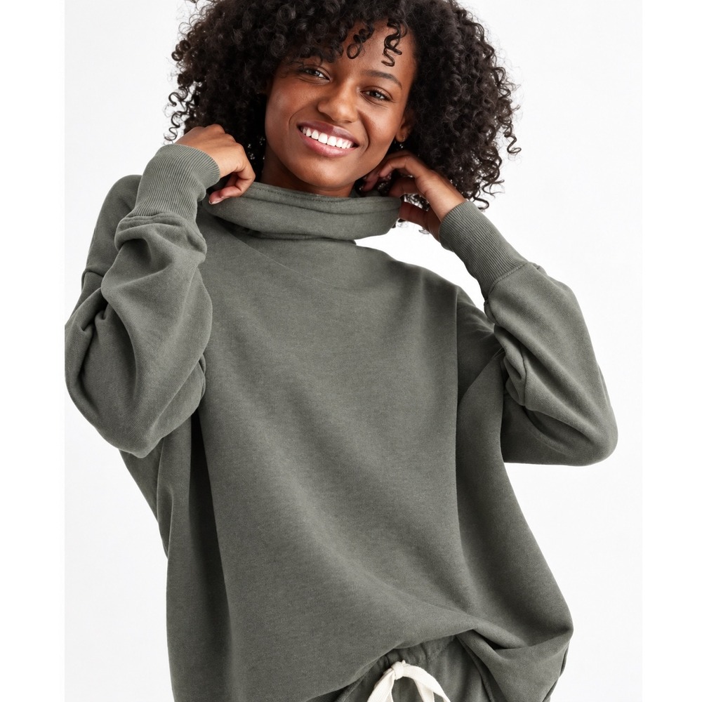 Aerie Sweatshirt Oversized Hoodie Womens M Hazy Mock Neck Casual Relaxed Fit